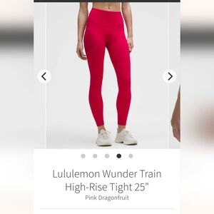 NWT Lululemon Wunder Train HR 25in Leggings Pink Dragonfruit Sz 2